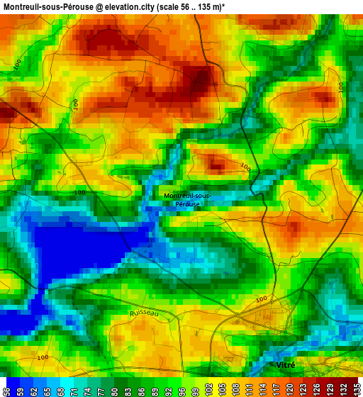 Montreuil-sous-Pérouse elevation map