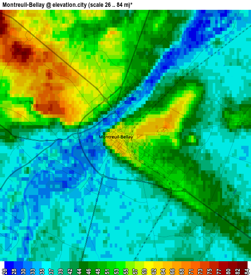 Montreuil-Bellay elevation map