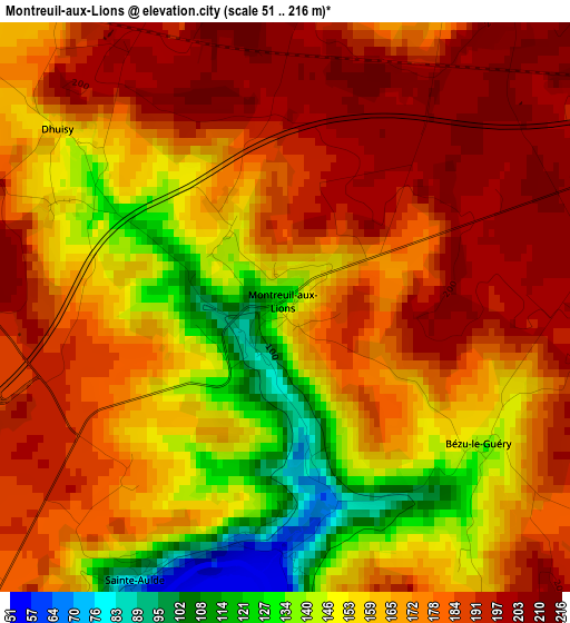 Montreuil-aux-Lions elevation map