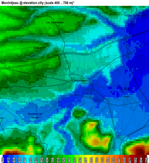 Montréjeau elevation map