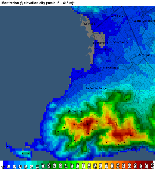 Montredon elevation map