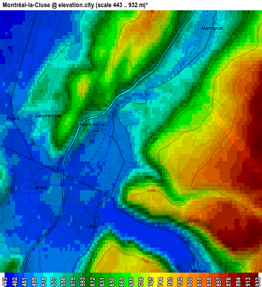 Montréal-la-Cluse elevation map