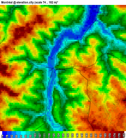 Montréal elevation map