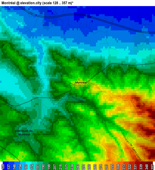 Montréal elevation map