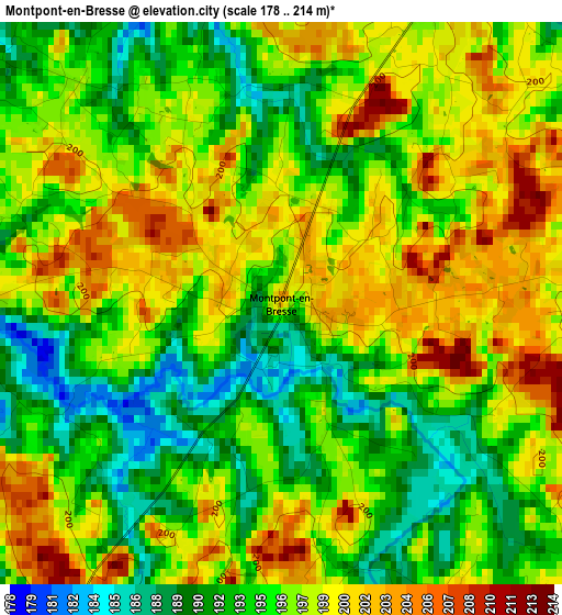 Montpont-en-Bresse elevation map