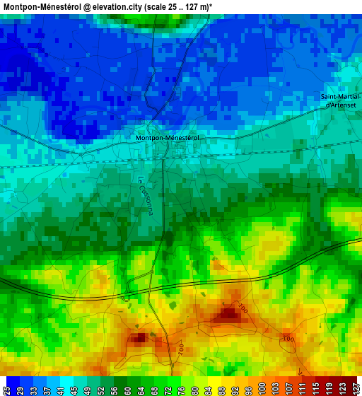 Montpon-Ménestérol elevation map