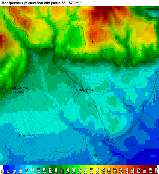 Montpeyroux elevation map