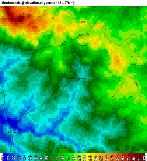 Montournais elevation map