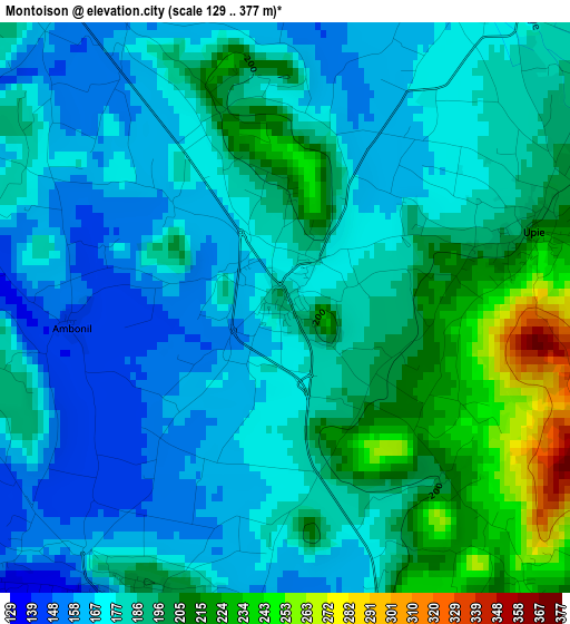 Montoison elevation map