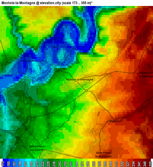 Montois-la-Montagne elevation map