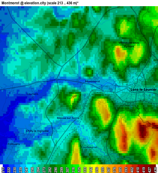 Montmorot elevation map