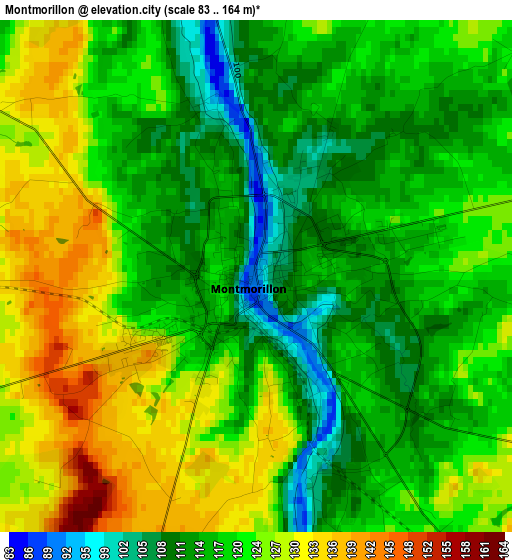 Montmorillon elevation map