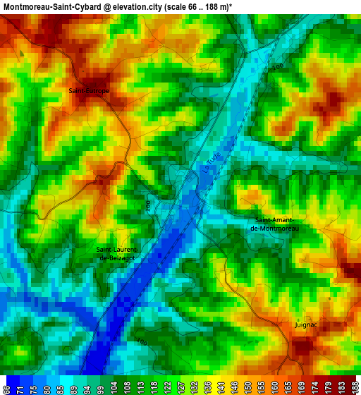 Montmoreau-Saint-Cybard elevation map