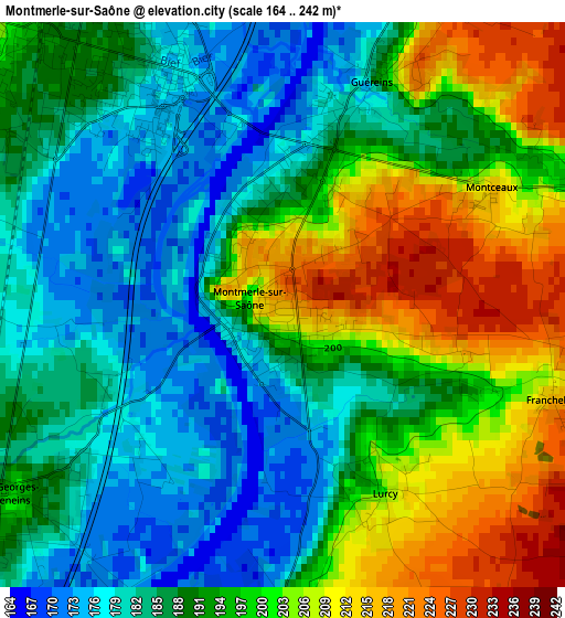 Montmerle-sur-Saône elevation map