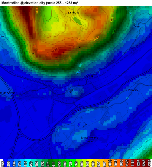 Montmélian elevation map