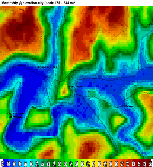 Montmédy elevation map