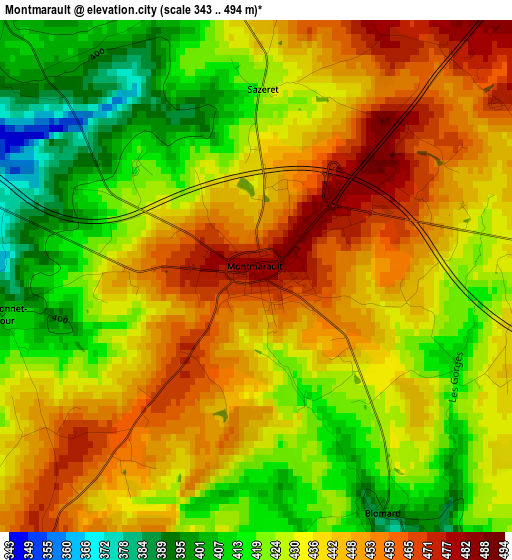 Montmarault elevation map