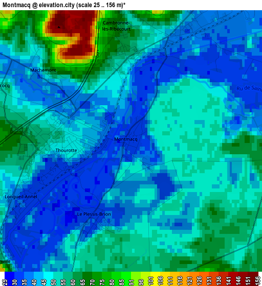 Montmacq elevation map