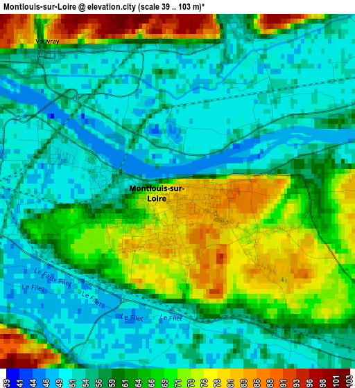 Montlouis-sur-Loire elevation map