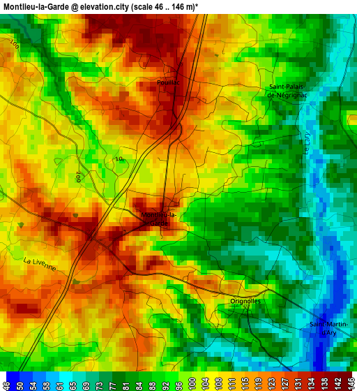 Montlieu-la-Garde elevation map