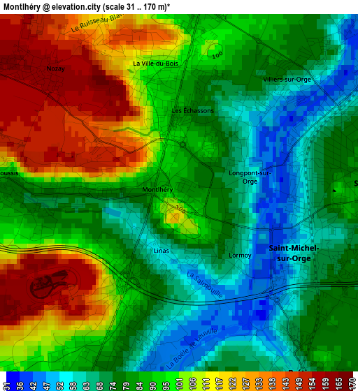 Montlhéry elevation map