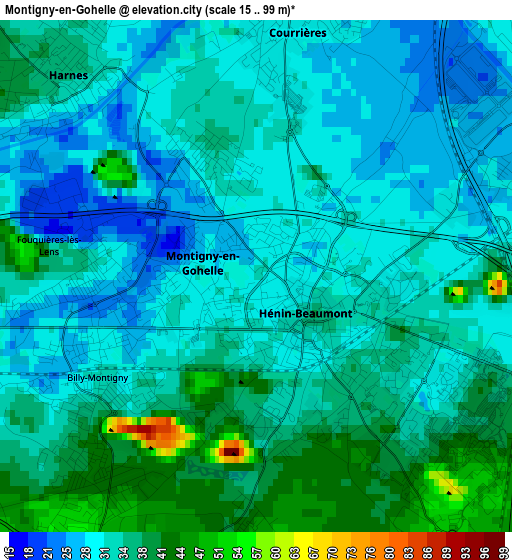 Montigny-en-Gohelle elevation map