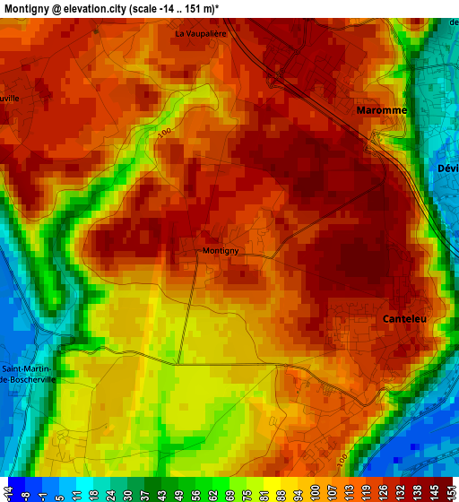 Montigny elevation map