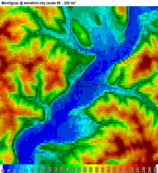 Montignac elevation map