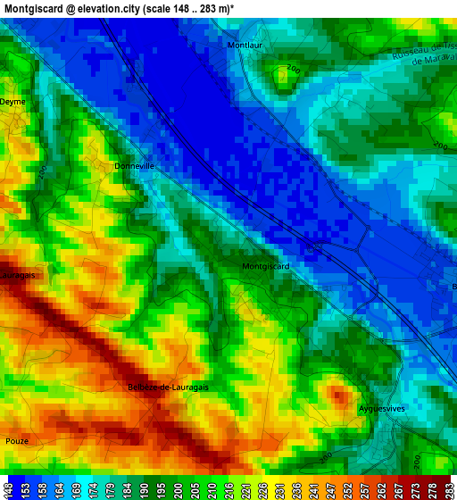 Montgiscard elevation map