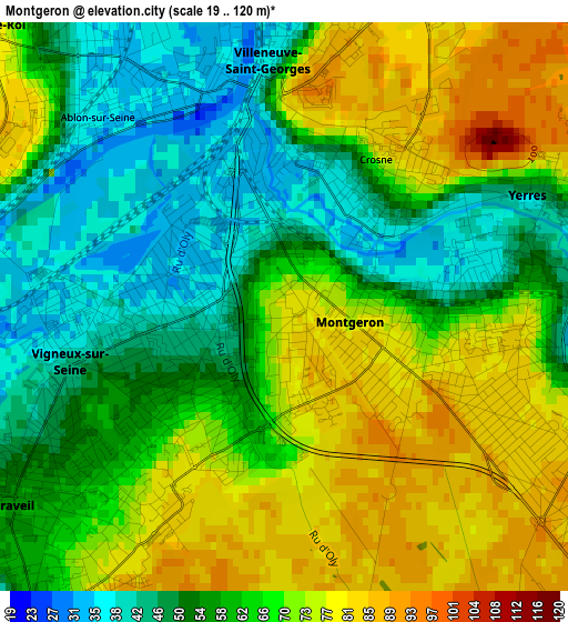 Montgeron elevation map