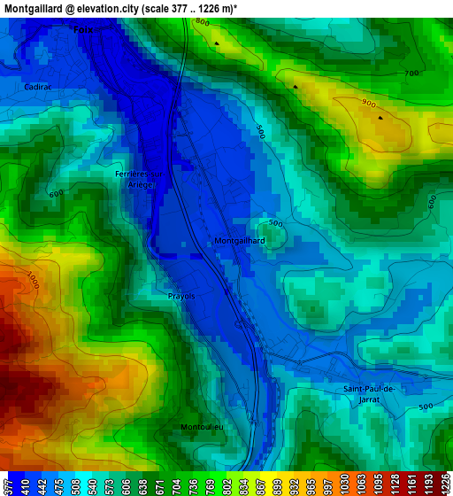 Montgaillard elevation map