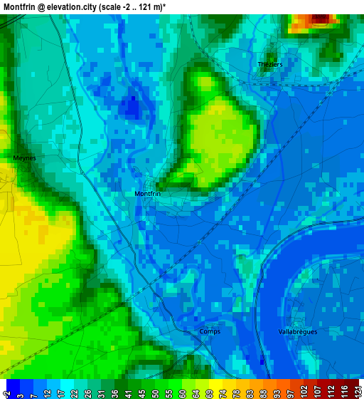 Montfrin elevation map