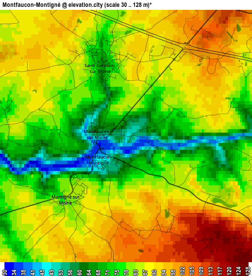 Montfaucon-Montigné elevation map