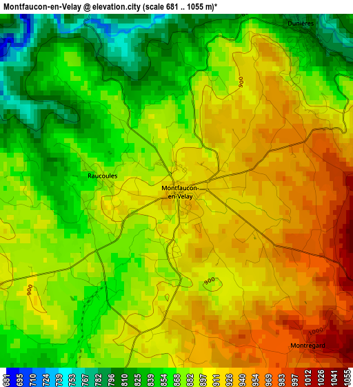 Montfaucon-en-Velay elevation map