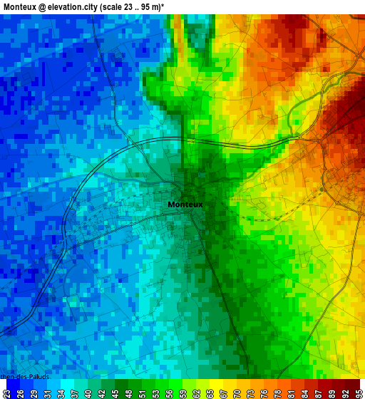 Monteux elevation map