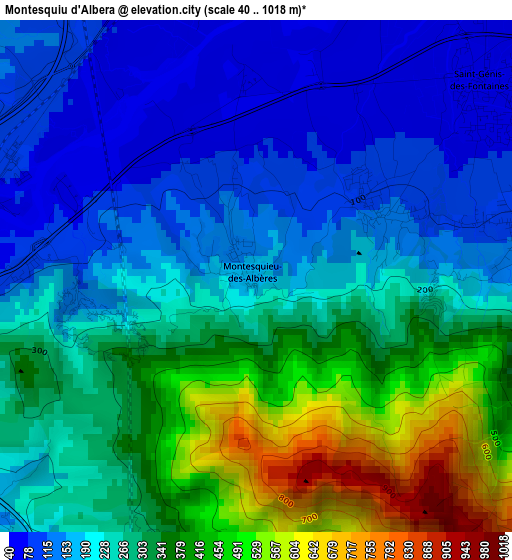 Montesquiu d'Albera elevation map