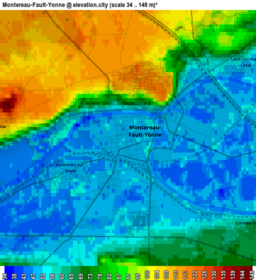 Montereau-Fault-Yonne elevation map