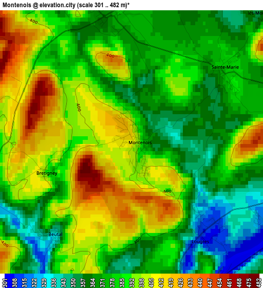 Montenois elevation map