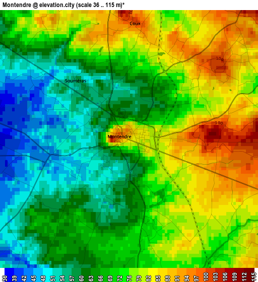 Montendre elevation map