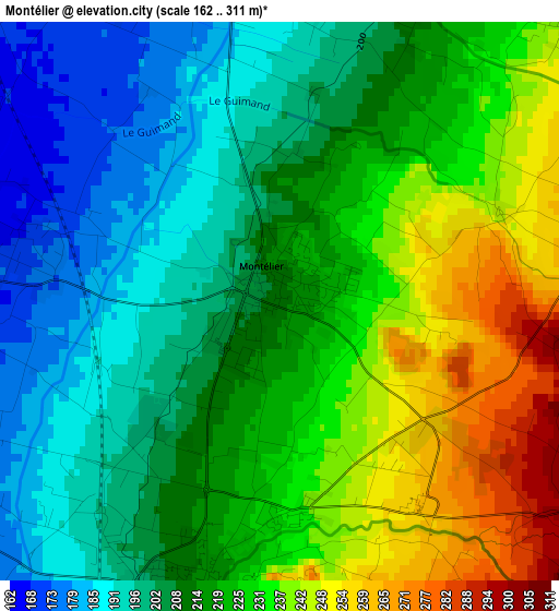 Montélier elevation map