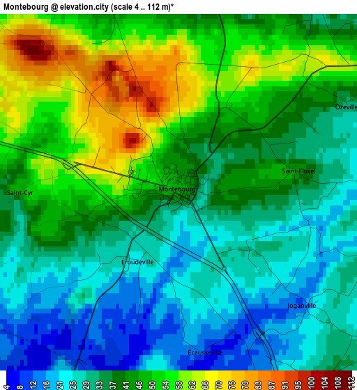 Montebourg elevation map