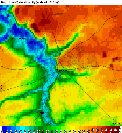 Montdidier elevation map