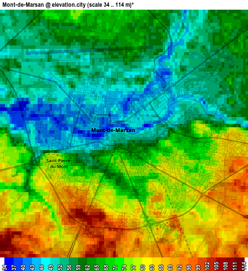 Mont-de-Marsan elevation map