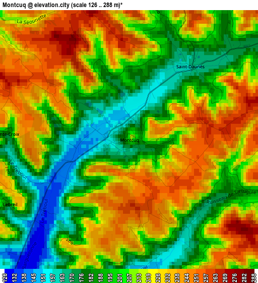 Montcuq elevation map