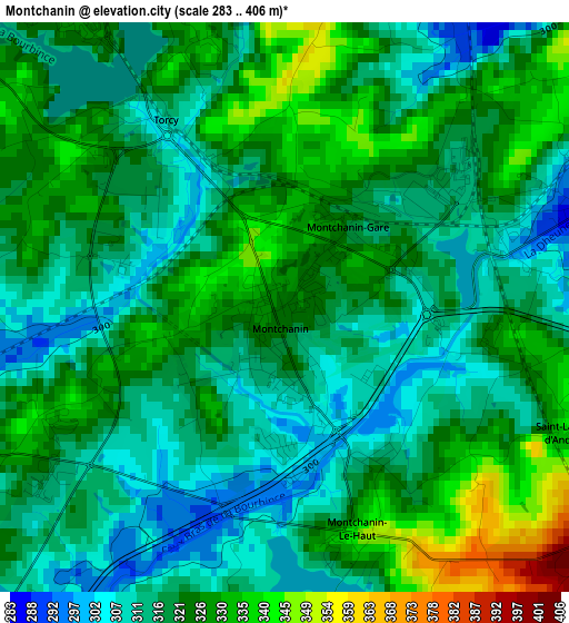 Montchanin elevation map