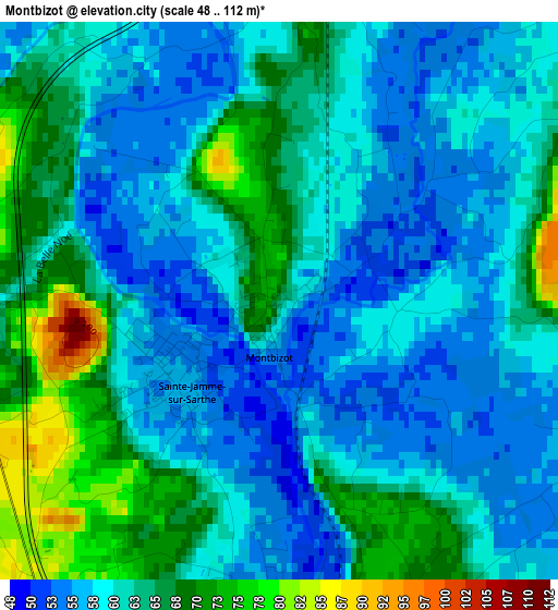 Montbizot elevation map