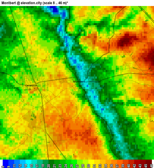 Montbert elevation map