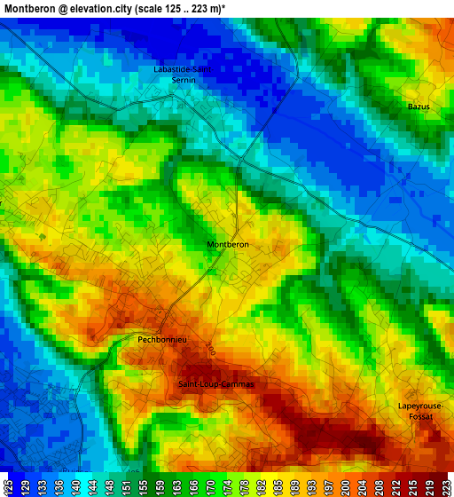 Montberon elevation map