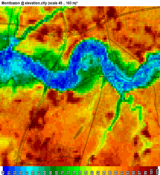 Montbazon elevation map