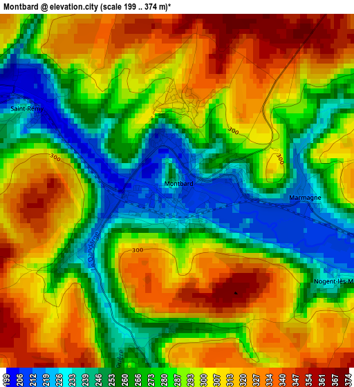 Montbard elevation map